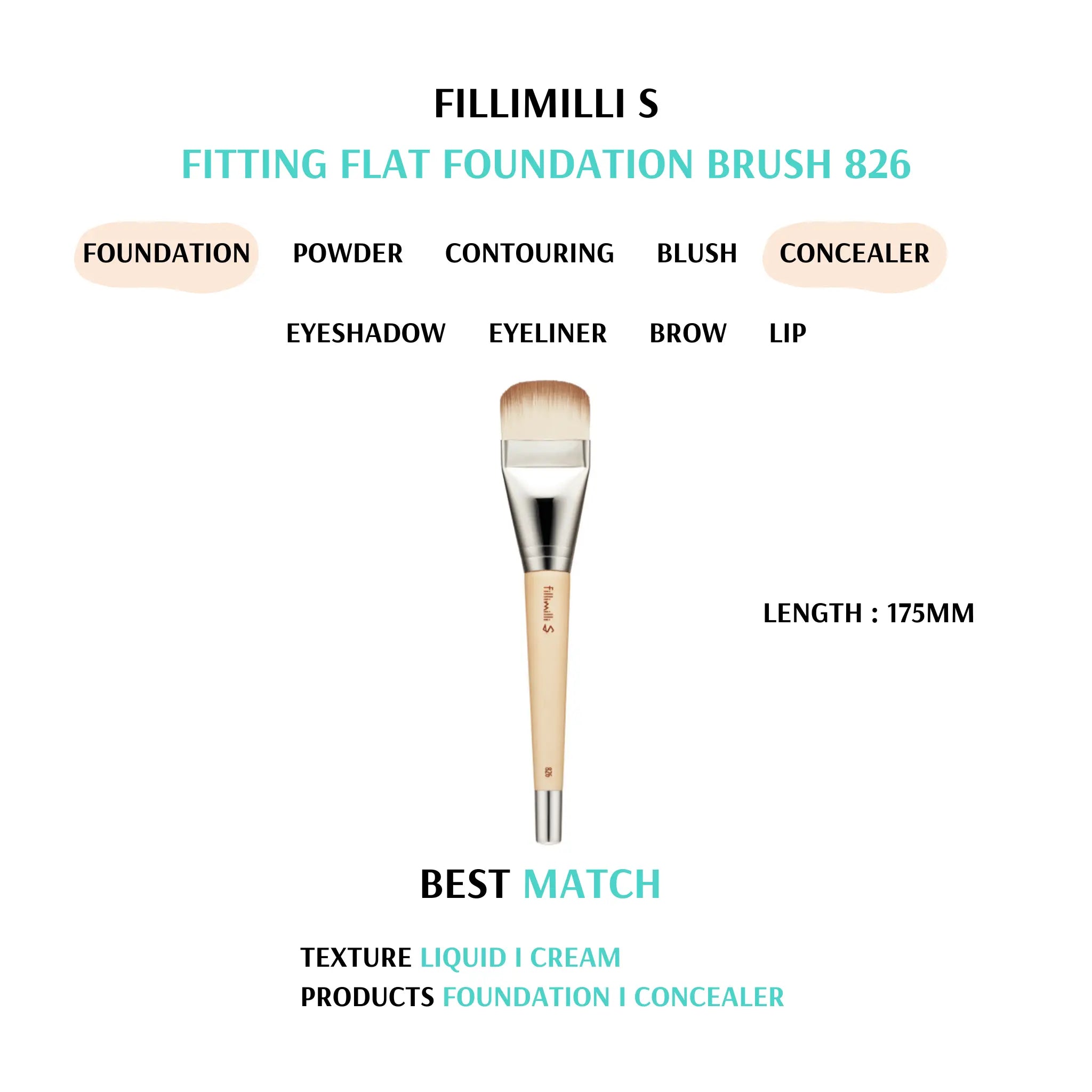 [FILLIMILLI] Fillimilli S Fitting Flat Foundation Brush 826 - SFOILER