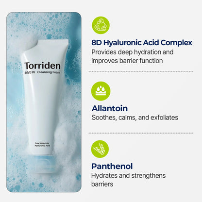 [TORRIDEN] Dive In Low Molecular Hyaluronic Acid Cleansing Foam Twin Pack - 150ml x 2 - SFOILER