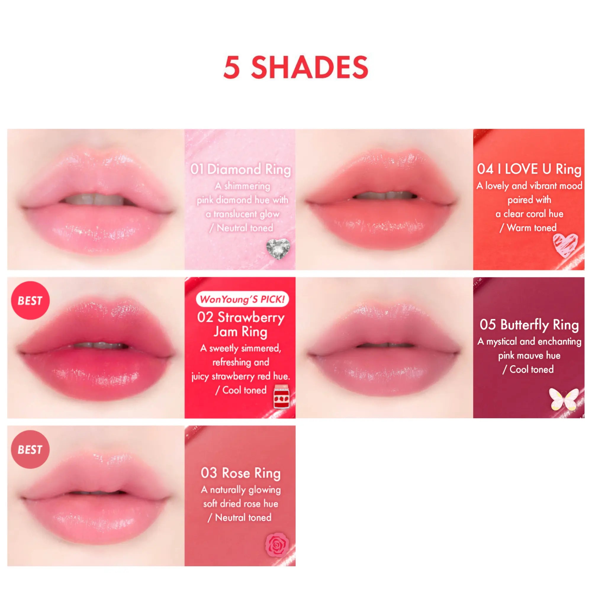 [AMUSE] Ring Lip Balm - 5 colors / 0.9g - SFOILER