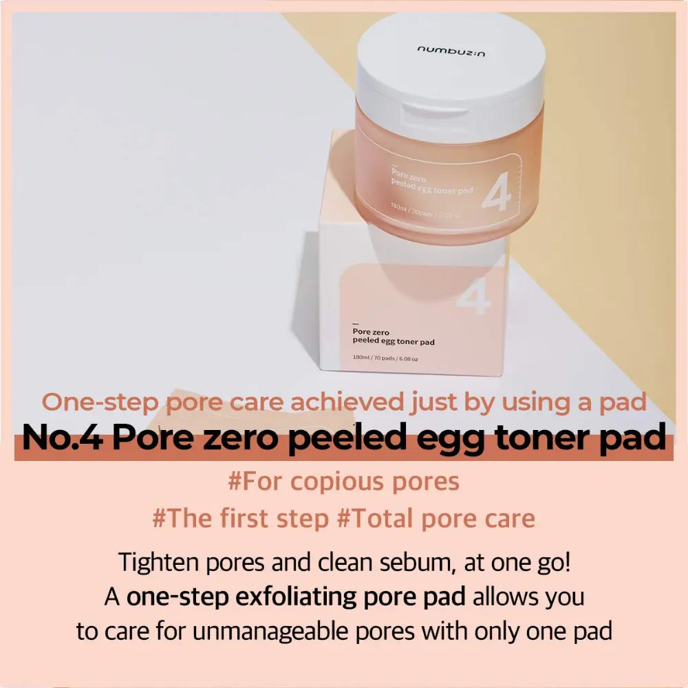 [NUMBUZIN] No.4 Pore Zero Peeled Egg Toner Pad - 70 + 10 pads - SFOILER