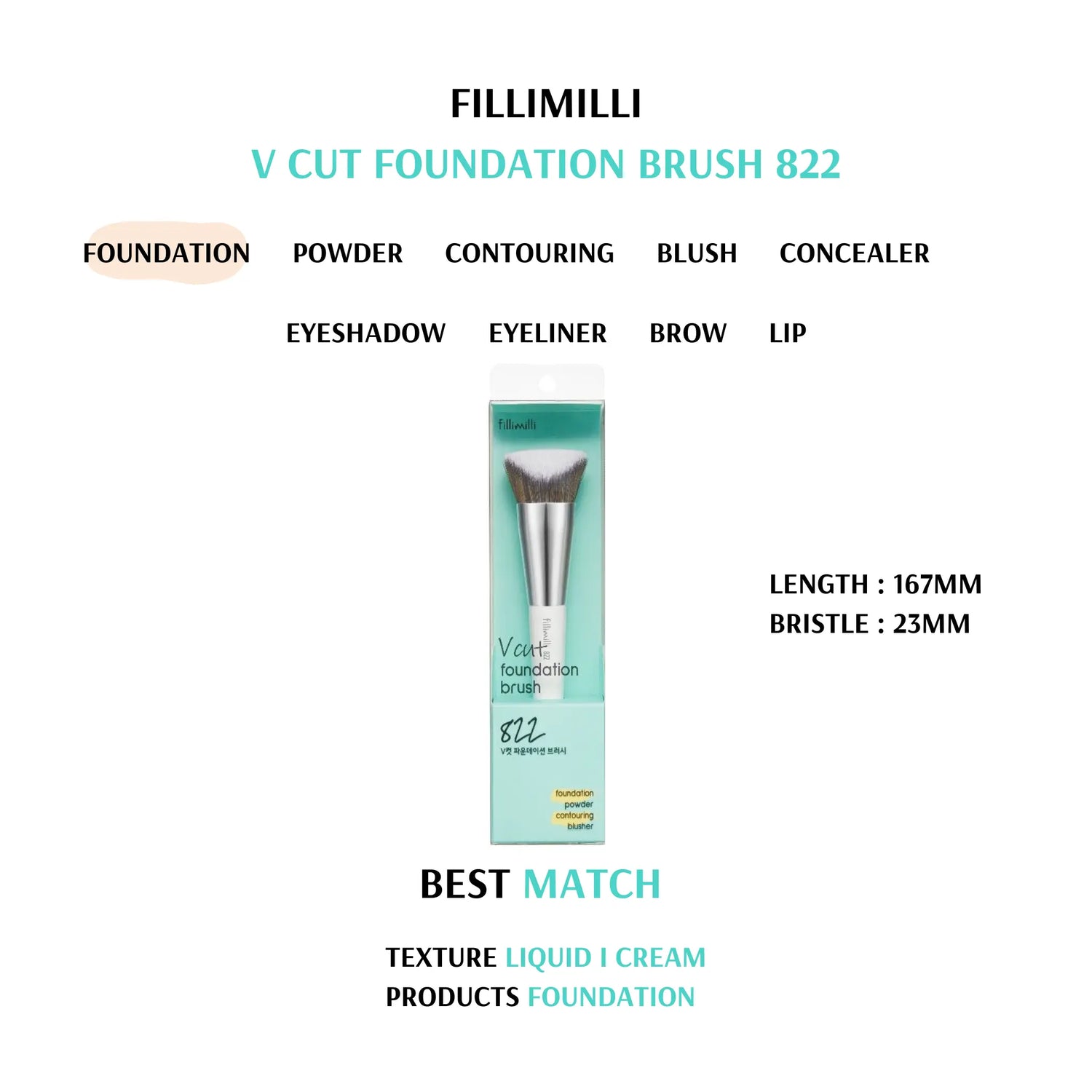 [FILLIMILLI] Fillimilli V Cut Foundation Brush 822 - SFOILER