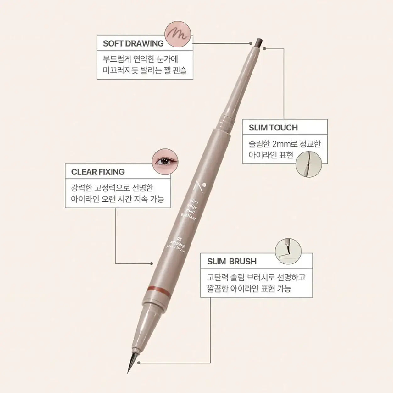 [NOBEV] Slim Edge Dual Eyeliner – 7 colors / 0.12g + 0.22g - SFOILER