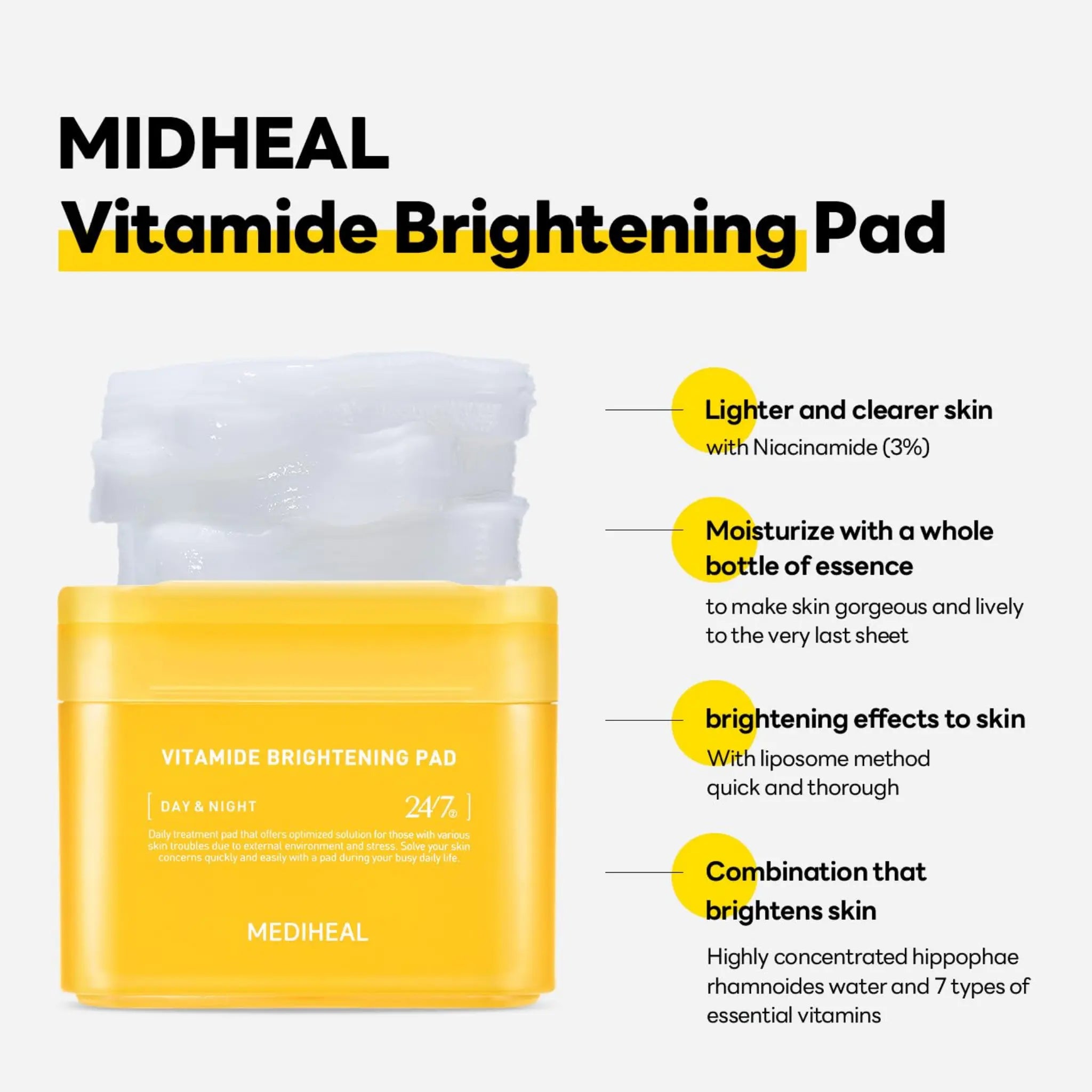 [MEDIHEAL] Vitamide Brightening Pad - 100 pads / 180ml - SFOILER