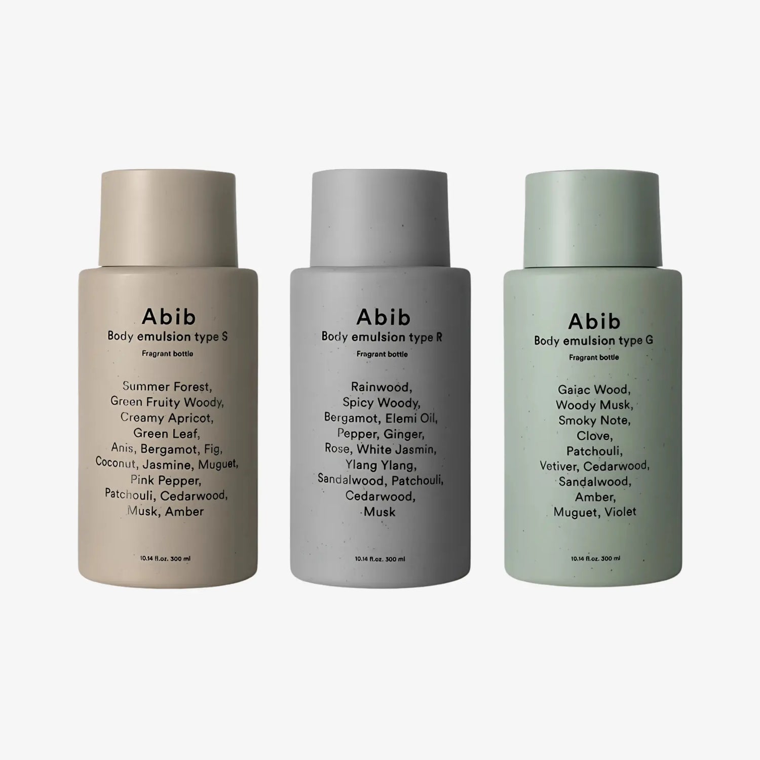 [ABIB] Body Emulsion Type S, G, R Fragrant Bottle - 3 scents / 300ml - SFOILER