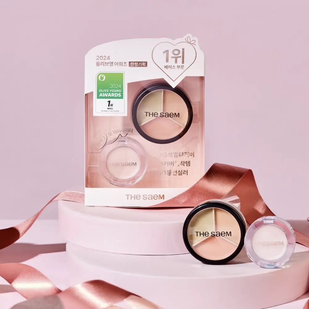 [THE SAEM] Cover Perfection Triple Pot Concealer Holiday Edition - 2 colors / 4.5g x 3 + Pot Highlighter - SFOILER