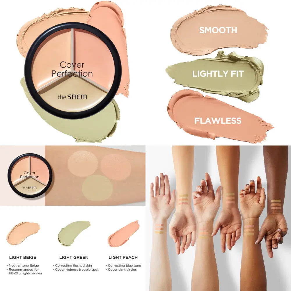 [THE SAEM] Cover Perfection Triple Pot Concealer Holiday Edition - 2 colors / 4.5g x 3 + Pot Highlighter - SFOILER