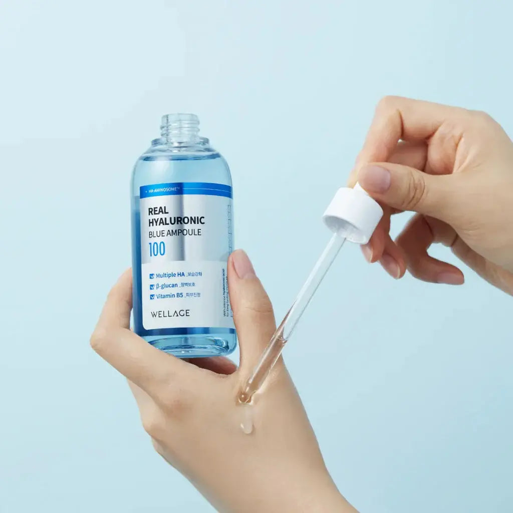 [WELLAGE] Real Hyaluronic Blue Ampoule 100 Twin Pack - 75ml x 2 - SFOILER