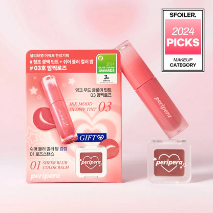 [PERIPERA] Ink Mood Glowy Tint Holiday Edition  2 colors / 4g + Sheer Blur Color Balm - SFOILER