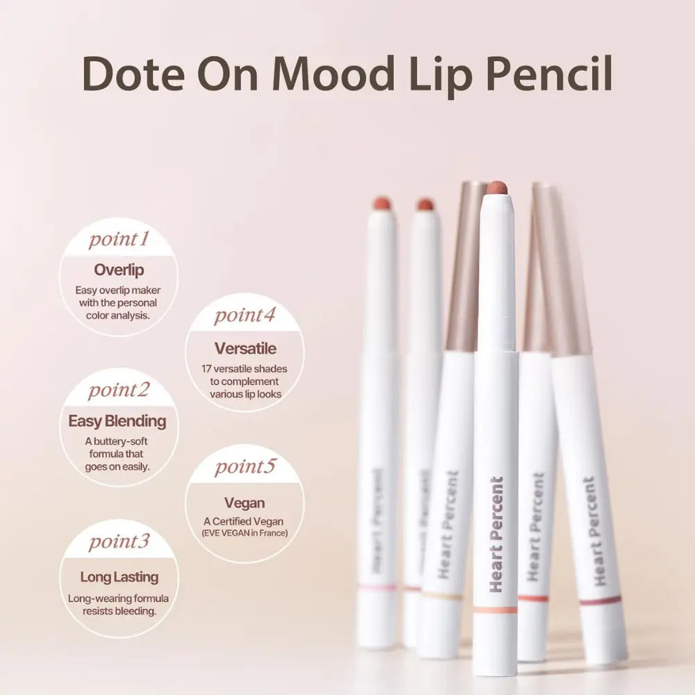 [HEART PERCENT] Dote On Mood Lip Pencil – 20 colors / 0.8g - SFOILER