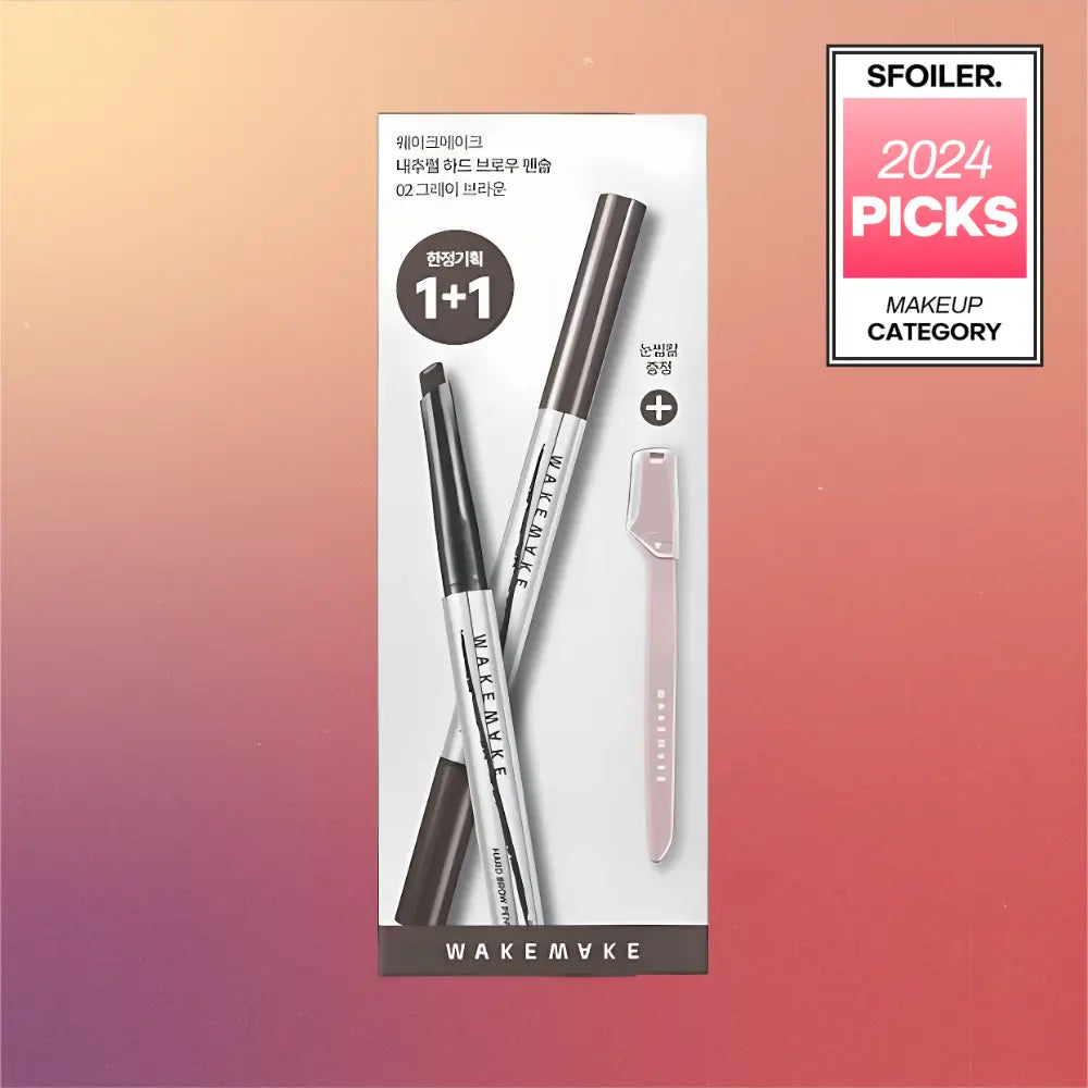 [WAKEMAKE] Natural Hard Brow Pencil Holiday Edition Twin Pack - 3 colors / 0.12g + Eyebrow Razor - SFOILER