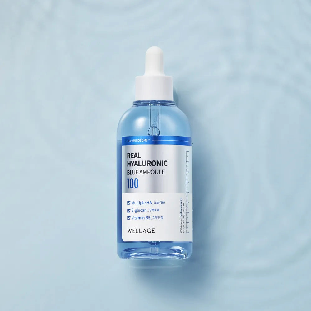 [WELLAGE] Real Hyaluronic Blue Ampoule 100 Twin Pack - 75ml x 2 - SFOILER